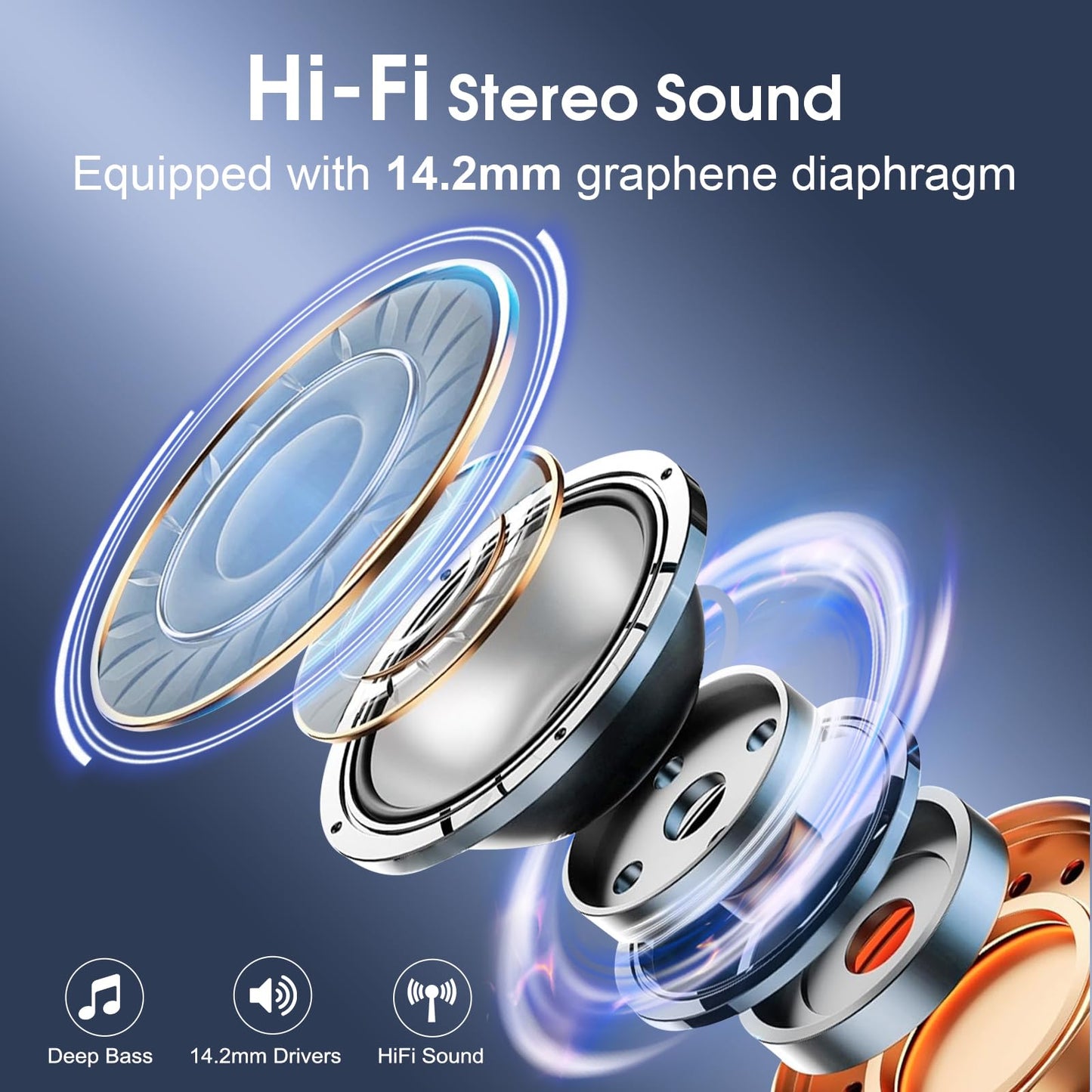 Wireless Earbuds 75H Bluetooth 5.4 Sport Headphones with Earhooks, Black