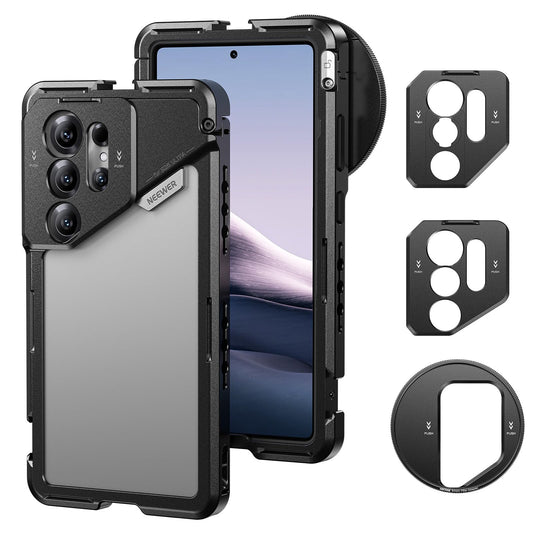 NEEWER S25 Ultra Phone Cage, Mobile Video Rig Phone Stabilizer with 67mm Filter Adapter, 17mm Lens Backplate, T Mount Lens Adapter, Compatible with Samsung Galaxy Moment T Series Lenses, PA082