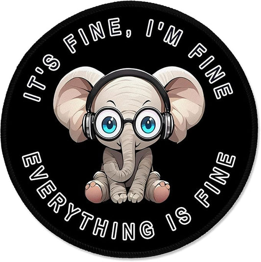 ITNRSIIET Round Mouse Pad with Stitched Edge Premium-Textured Waterproof Non-Slip Rubber Base Desktop Protection Mat Diameter 8.7 inches, Pretty Fine Elephant