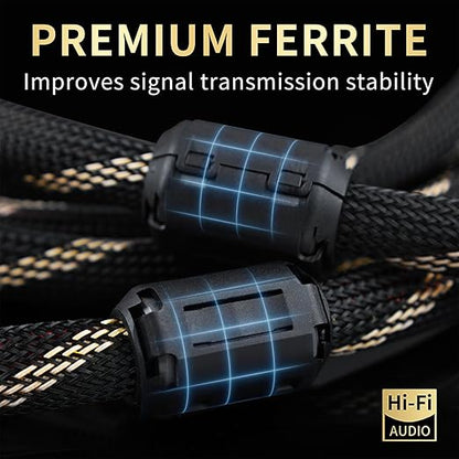 10 AWG Audiophile HiFi Speaker Audio Cable–4N OFC Core,24K Gold-Plated Banana Plugs with Nylon Braid,Compatible with Amplifier,Speakers,AV Receiver & Home Theater(6.56ft/2m) 2-Pack