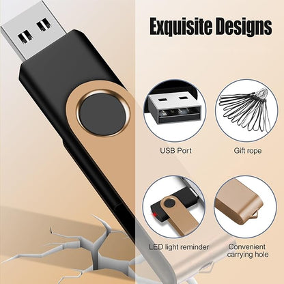 128MB 100-Pack USB Flash Drives Bulk EASTBULL USB 2.0 Thumb Drive,Gold