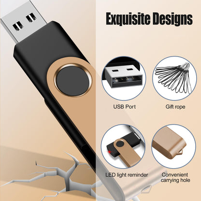 16GB 50-Pack USB Flash Drives Bulk EASTBULL USB 2.0 Thumb Drive,Gold