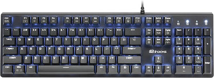 i-rocks K75M Illuminated Mechanical Keyboard, 104 Keys, PBT Keycaps, Backlit LED Light and Shortcut Keys - Programmable Light & Macro Recorder (Cherry MX Red Switch, Black)