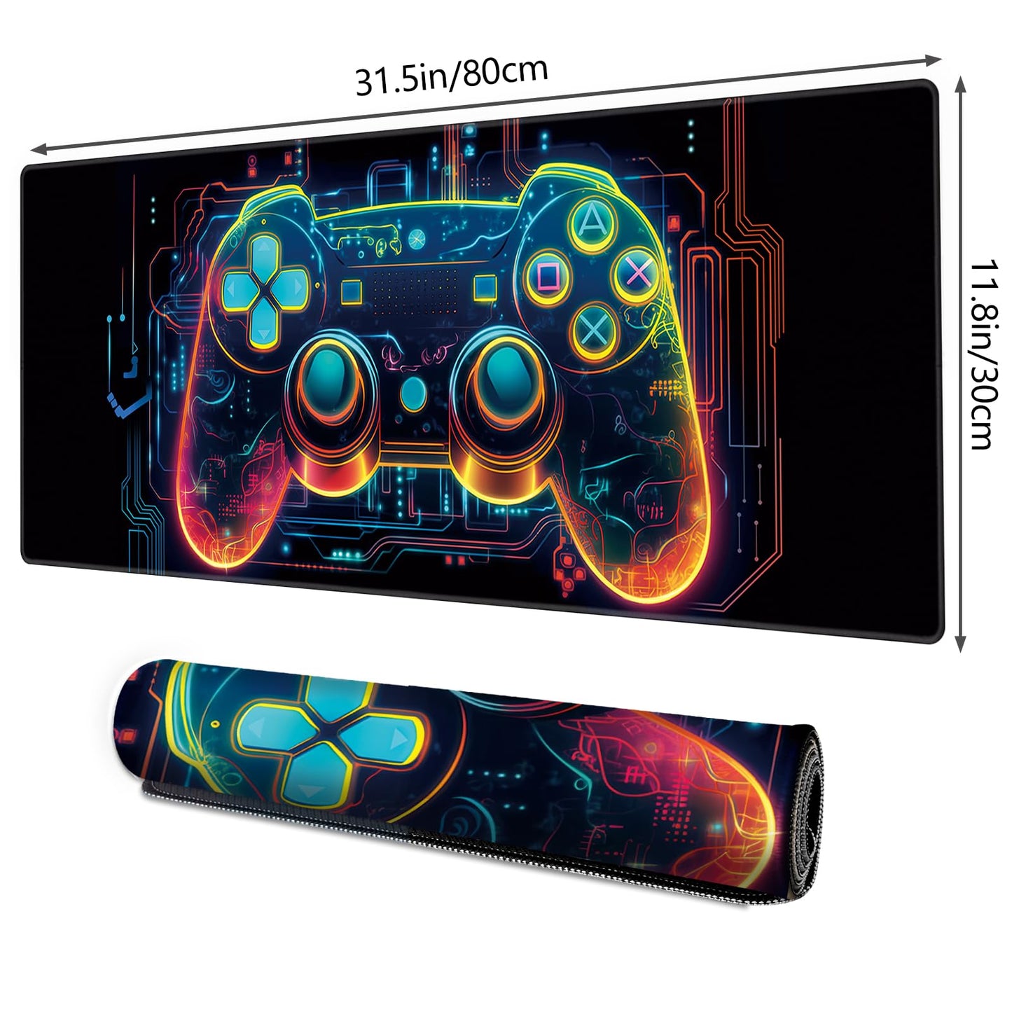 Galdas Gaming Mouse Pad XXL XL Large Long Extended Big Mousepad Non-Slip Rubber Keyboard Mouse Pad with Stitched Edges for Laptop Home Office (31.5x11.8x0.08 Inch) … (Handle)