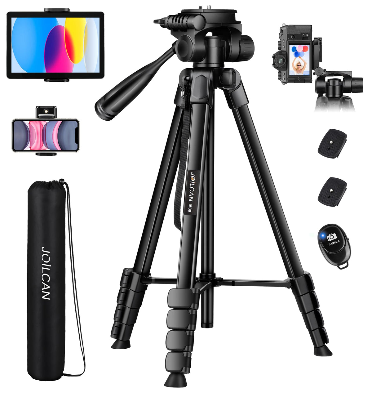 JOILCAN Tripod Camera Tripod, 74" Tripod for Camera Cell Phone