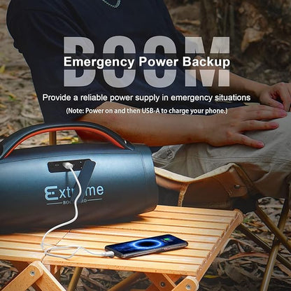DOSS Extreme Boom Pro Bluetooth Speaker with 100W Stereo Sound, Rich Bass, IPX6 Waterproof, 20H Playtime, Power Bank, Mixed Color Light, Portable for Outdoor, Camping, Beach - Orange