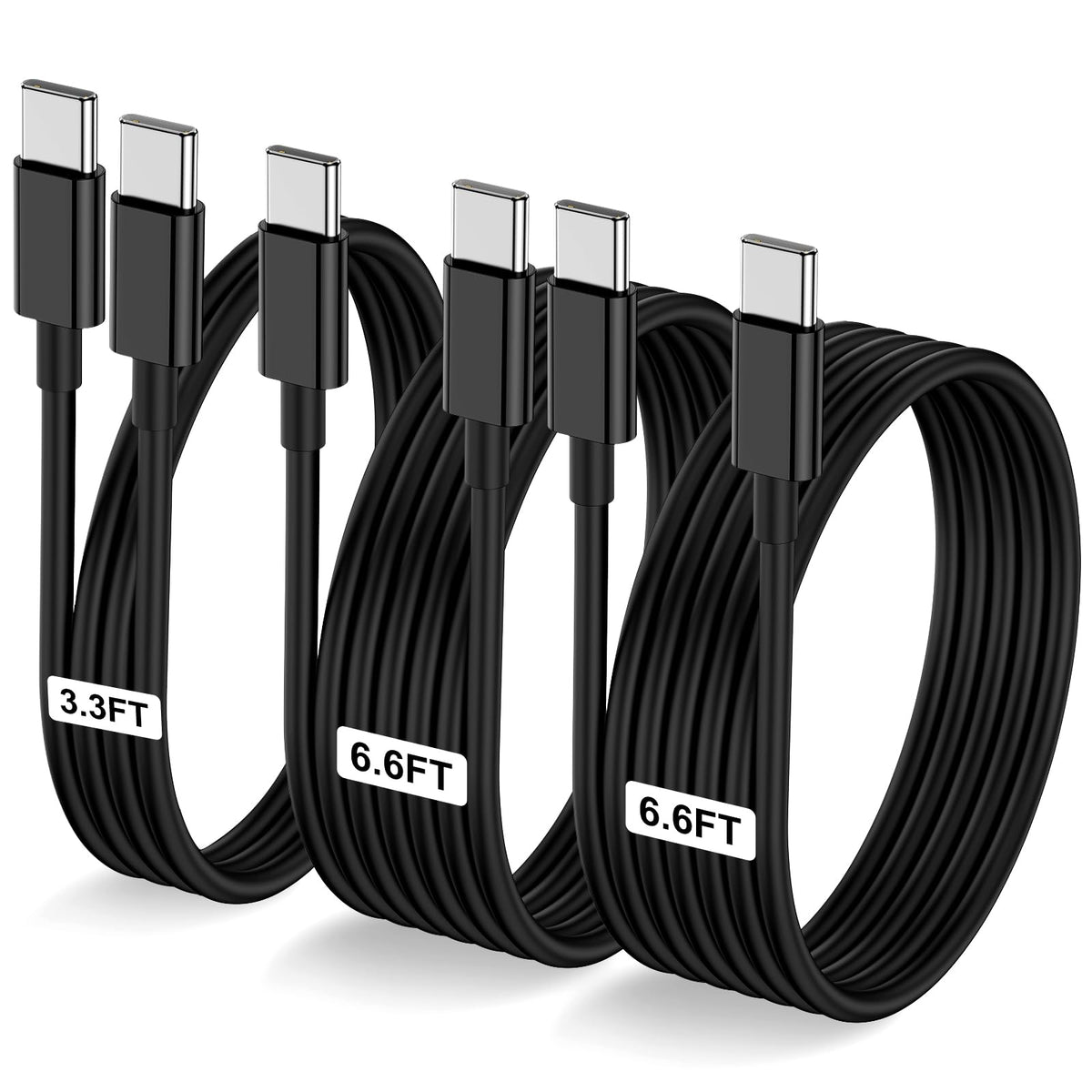 LOFPYE 3-Pack 10FT 60W USB C to USB C Cable, Type C to Type C Cable,Fast Charging Cable for iPhone 16 15 Pro Plus Pro Max，for Galaxy S24 S23, for iPad Pro/Air, for MacBook Pro/Air and More