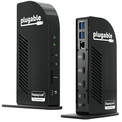 Plugable USB-C Triple Monitor Docking Station, 13-in-1, 100W Charging