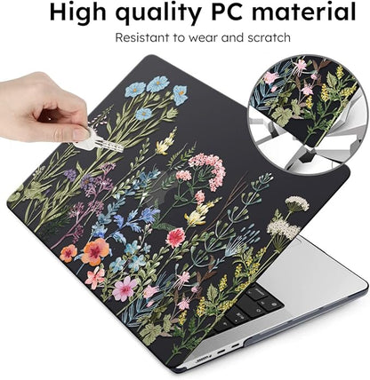 iCasso for MacBook Air 13 inch Case 2025 2024-2022 Release M4 A3240 M3 A3113 A2681 M2 with Liquid Retina Display, Hard Plastic Shell for Mac Air 13.6, TPU Keyboard Cover&Screen Protector, Weeds