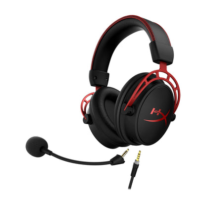 HyperX Cloud Alpha - Gaming Headset, Dual Chamber Drivers, Legendary Comfort, Aluminum Frame, Detachable Microphone, Works on PC, PS4, PS5, Xbox One, Xbox Series X|S, Nintendo Switch and Mobile – Red