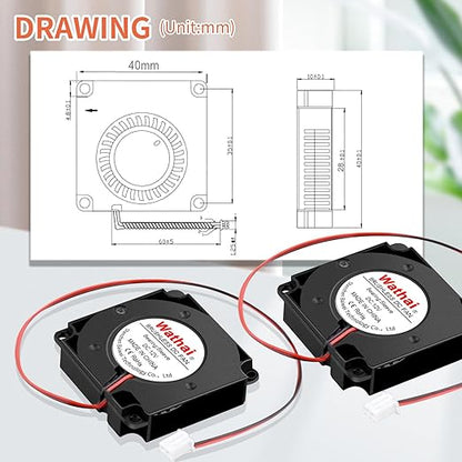 Wathai 4010 Blower Fan 12v Centrifugal Fan 40mm Computer Case Tiny Micro Turbine 40x40x10 for DIY 3D Printer Cooling 2 Pack