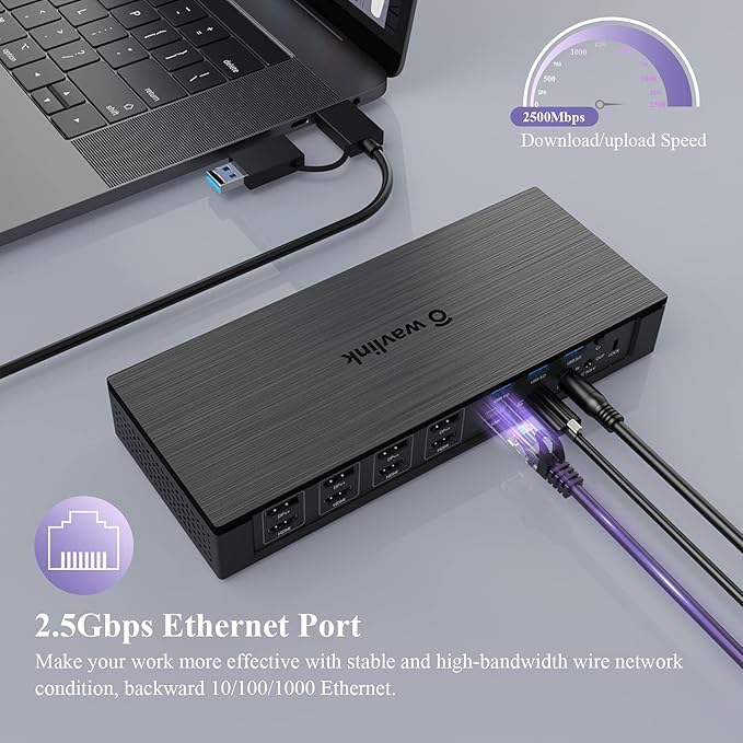 USB C Docking Station, 20-in-1 Universal Displaylink Dock Quad 4K Dual 5K@60Hz Display with 100W Power Delivery/100W DC Charging, 4 HDMI, 4 DisplayPort 1.2, 2.5G Ethernet, USB3.1/3.0, SD/TF 4.0 Slot