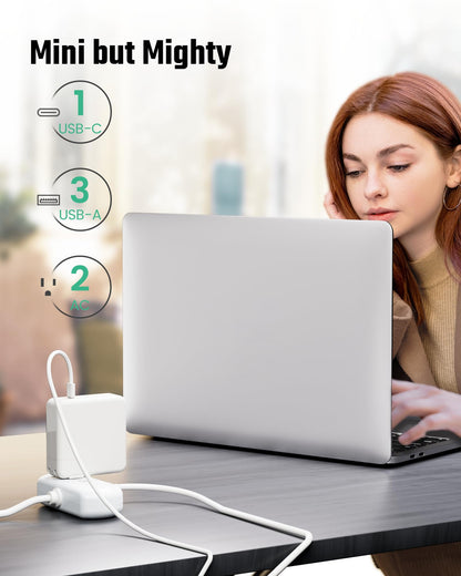 SUPERDANNY Mini Surge Protector, 2 Wide-Spaced Outlets Power Strip with USB