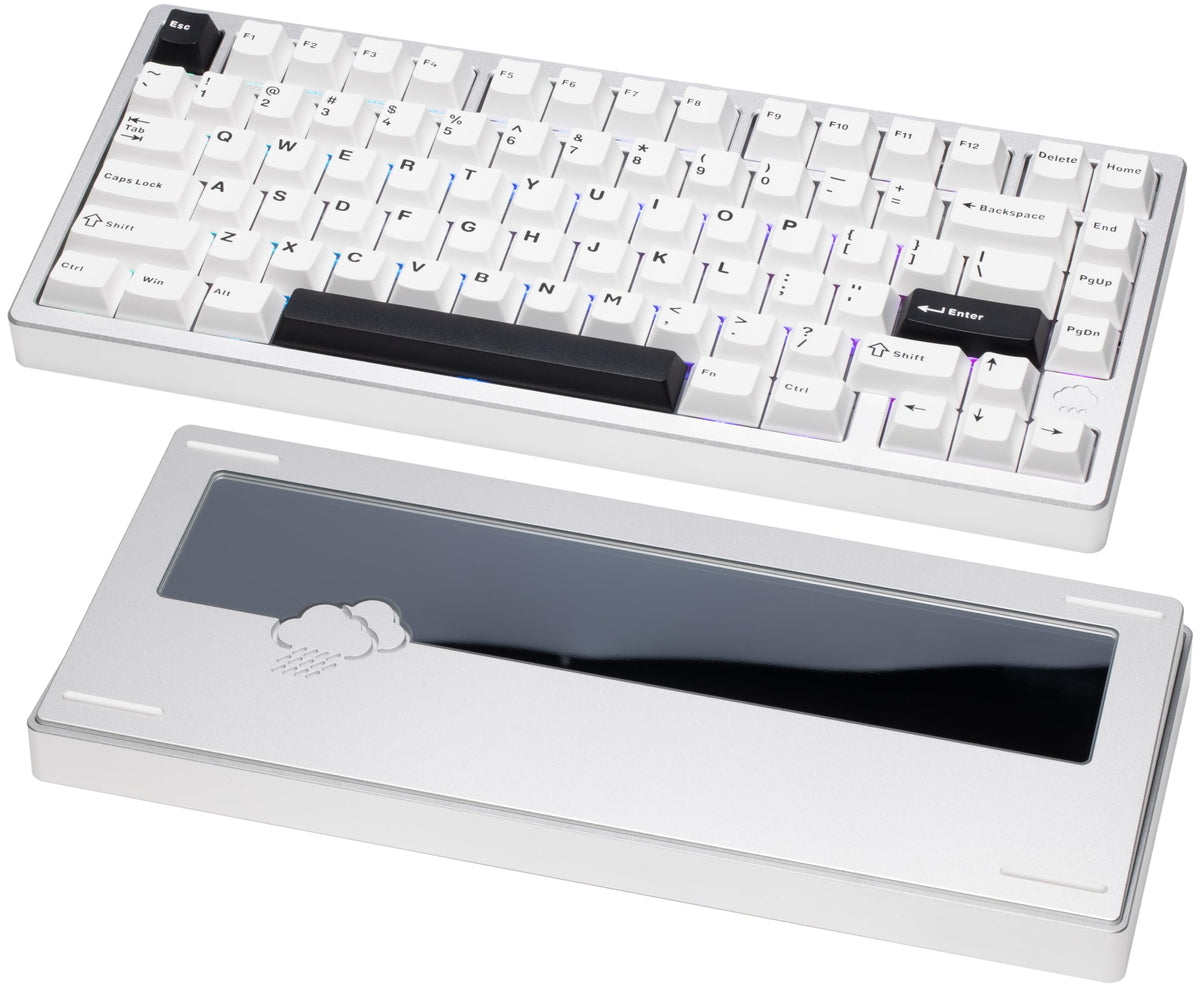 KEEBMONKEY WOBKEY Rainy 75 CNC Aluminum HMX/JWK/Cocoa Switches Triple-Mode Connectivity Mechanical Keyboard with Superior Acoustics, RGB/FR4/Silver SUS304/7000mAh/Cocoa Switch (Pro - Red Velvet)