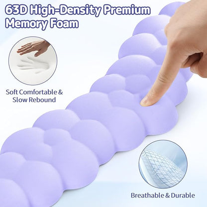 Cloud Wrist Rest for Keyboard and Mouse, Memory Foam PU Leather Keyboard Wrist Rest with Ergonomic Support, Non-Slip Base, Cute Arm Rest Pad & Palm Cushion, Office Desk Accessory, Purple