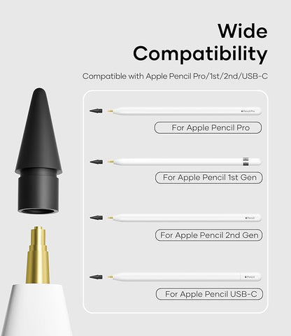 Replacement Pencil Tips for Apple Pencil Pro, Pen Tips for Apple Pencil 2nd Gen/1st Gen/USB-C, Wear-Resisting Pencil Nibs with Storage Box, Pen Nibs Set Compatible with Apple Pen (6 Pack, Black)