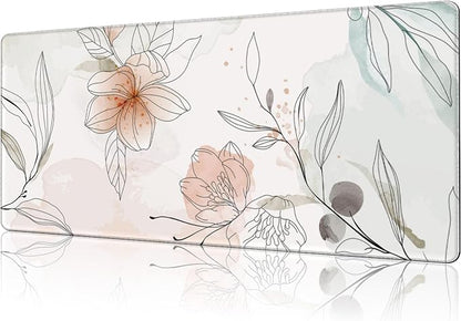 Mouse Pad Large Flowers Watercolor Texture Non-Slip Gaming Desk Mat with Stitched Edge Laptop Keyboard Desk Pad for Work Home Gaming (35.4 x 15.7 Inches)