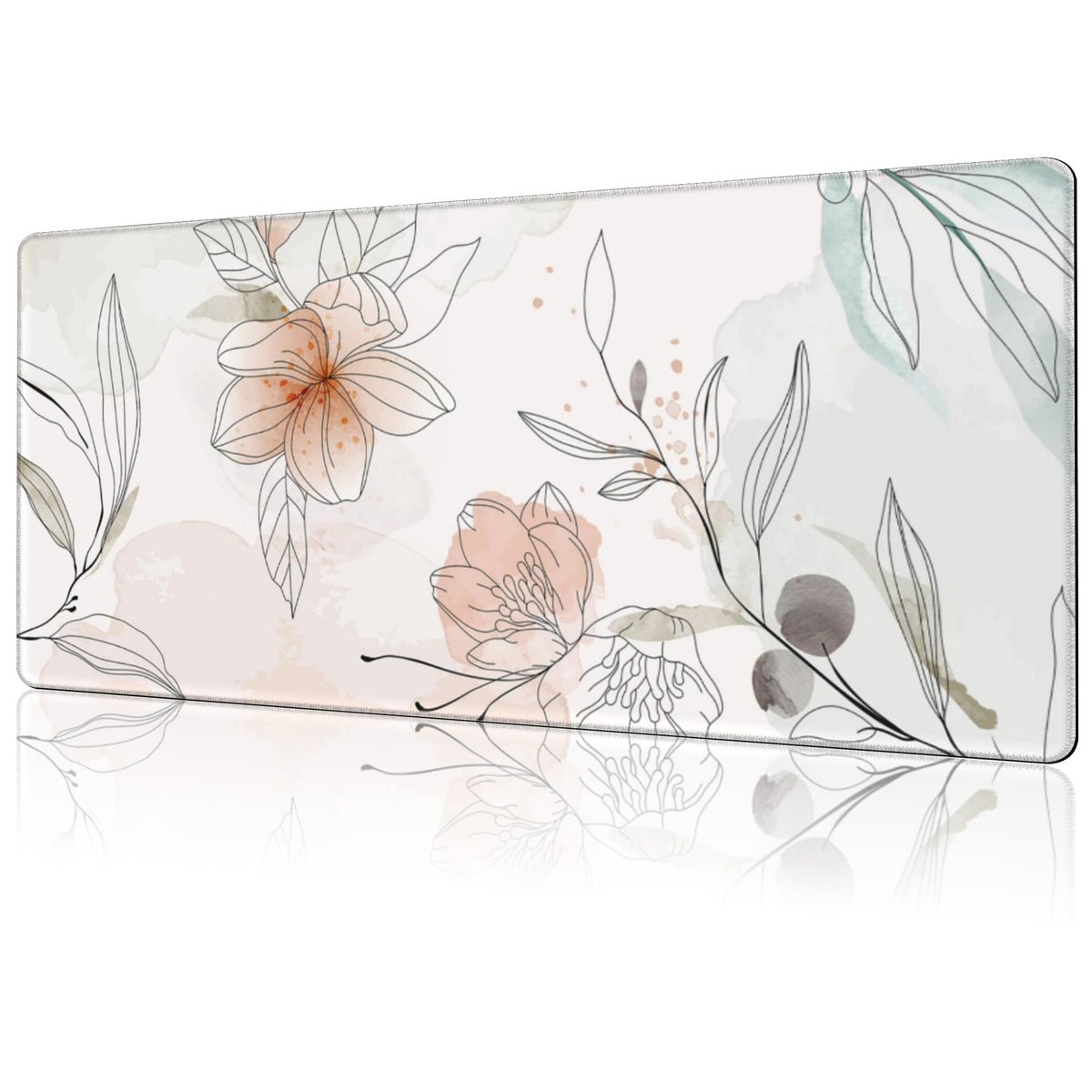 NIYLYNSYN Mouse Pad Large Liquid Marble Non-Slip Gaming Desk Mat with Stitched Edge Laptop Keyboard Desk Pad for Work Home Gaming (35.4 x 15.7 Inches)