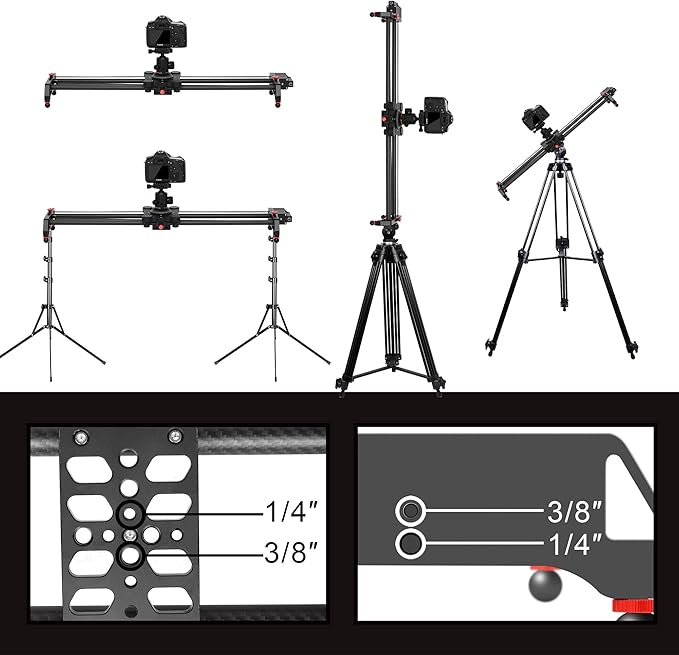 GVM Motorized Camera Slider, 31" Carbon Fiber Dolly Rail Camera Slider with Time-Lapse Photography, Tracking Shooting and 120 Degree Panoramic Shooting for Most Cameras, with Remote Controller