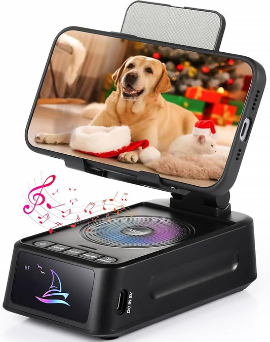Gifts for Men Women, Cell Phone Stand with Bluetooth Speaker Led Light, Unique Gifts for Dad Him Husband Boyfriend, Cool Gadget Compatible with iPhone/Android, Ideal Gifts for Christmas