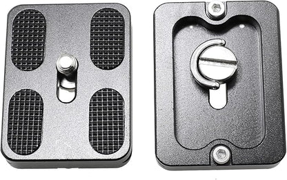 Maxmoral 2PCS 38x50mm Black Universal Metal Quick Release Plate with 1/4 Inch Screws Aluminium Adapter Compatible with Camera Tripod Ball Joint Standard