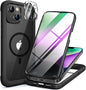 Miracase for iPhone 14 Case 6.1'', [Bubble Free] Full-Body Bumper Phone case with Built-in Full Glass Screen &Lens Protector,No Gap,Compatible with MagSafe,Drop Proof 14 Cover,Black