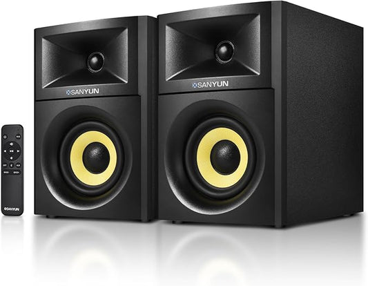 Sanyun SW205 2.0 Bookshelf Speakers, Room-Filling Expanded Stage, Dual-DSP