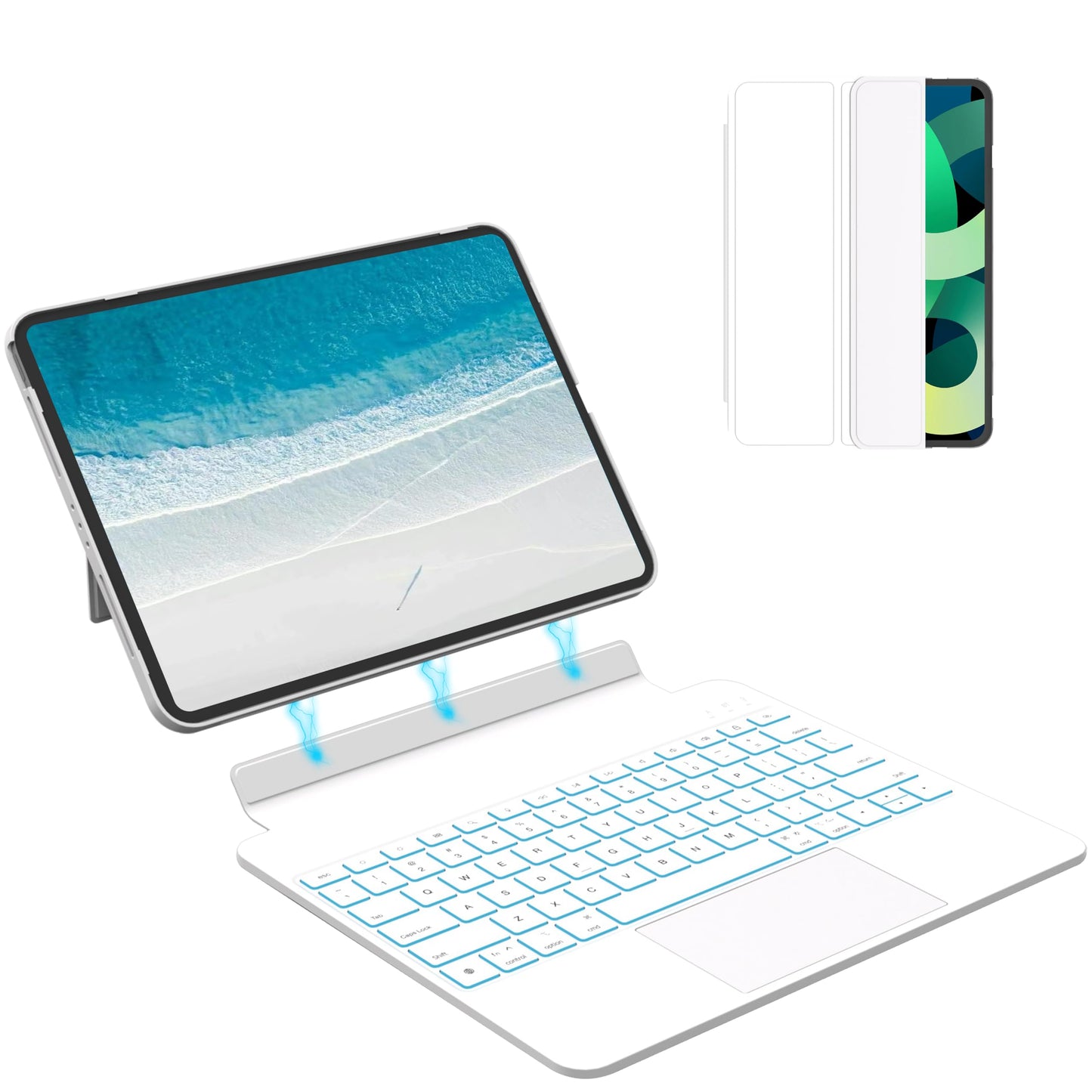 Otuoor iPad Pro 13 Inch Case 2024 with Keyboard, Magnetic Detachable Keyboard Case for iPad Pro 13 Inch (M4, 2024) with 7 Colors Backlight, Multi-Touch Trackpad, Portrait/Landscape Mode (White)