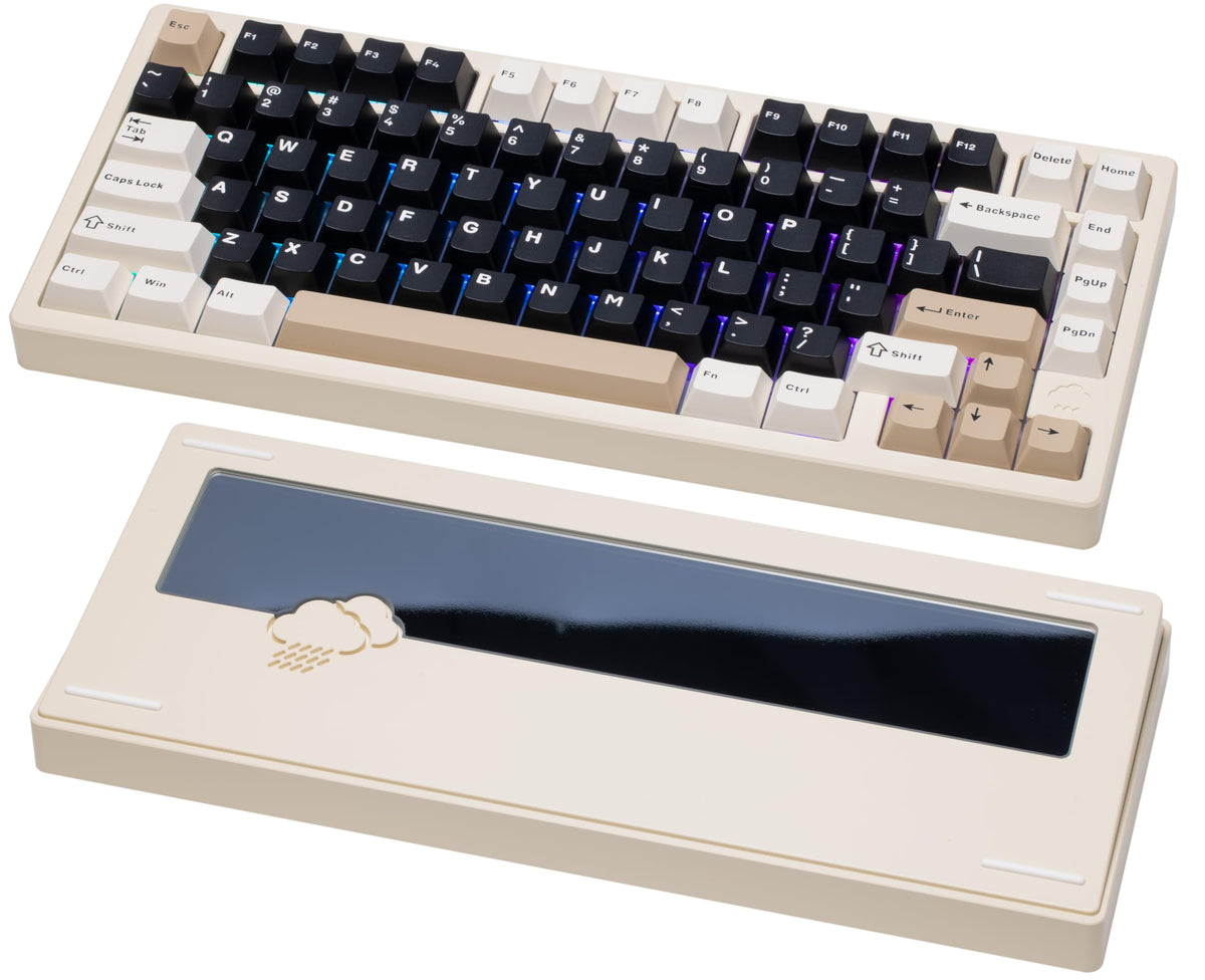 KEEBMONKEY WOBKEY Rainy 75 CNC Aluminum HMX/JWK/Cocoa Switches Triple-Mode Connectivity Mechanical Keyboard with Superior Acoustics, RGB/FR4/Silver SUS304/7000mAh/Cocoa Switch (Pro - Red Velvet)