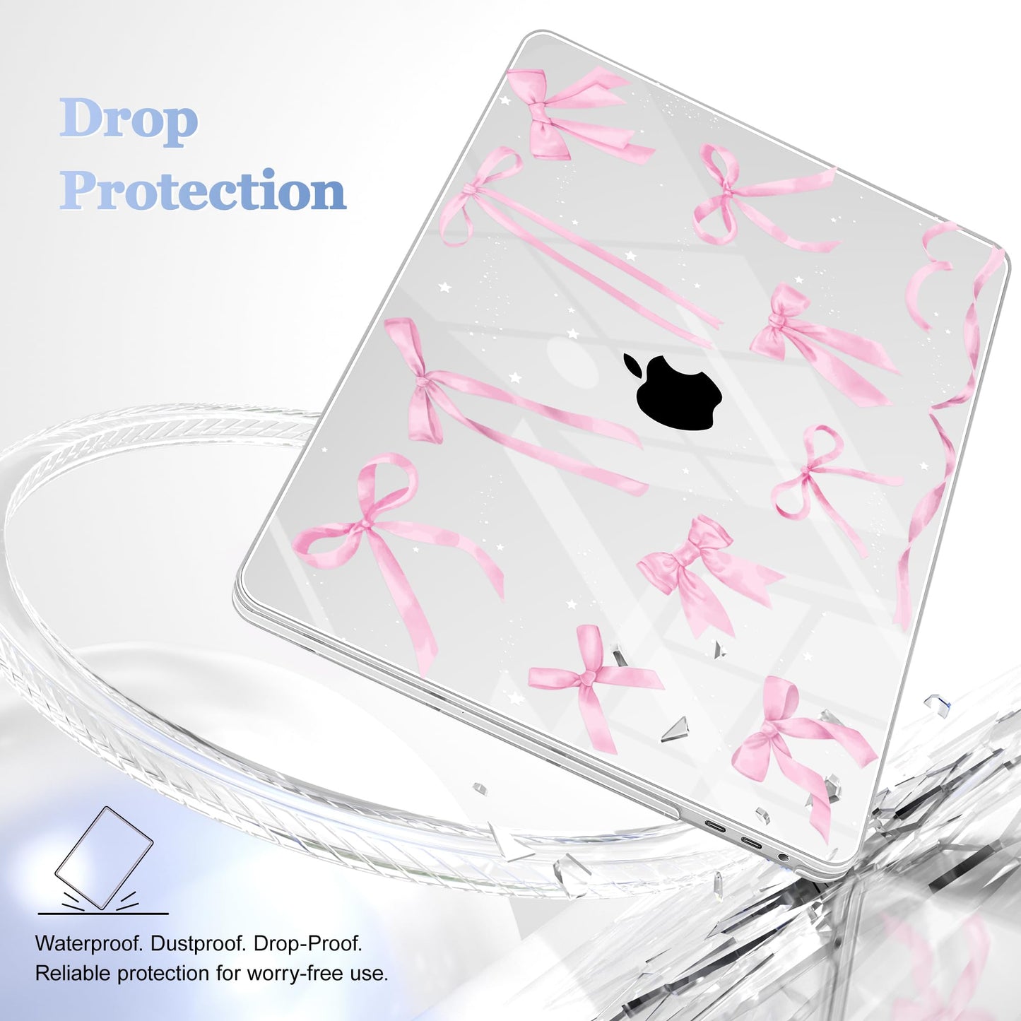Lepeoac for MacBook Pro 16 inch Case 2019 2020 Release Model A2141, Plastic Hard Shell Cover with Keyboard Cover & Screen Protector for MacBook Pro 16 inch with Touch Bar & Touch ID, Bowknot