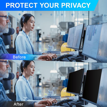 GUDTEKE Magnetic 24 Inch Privacy Screen for Computer Monitor 16:9 Aspect Ratio, Hanging Removable Anti-Blue/Glare Protector Film, Anti Spy Desktop Security Private Filter 24in