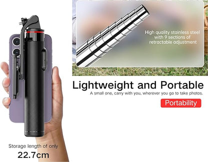 C13 52" Selfie Stick Tripod for iPhone Android, Portable Phone Stand with Wireless Remote, Extendable Travel Stand for Vlogging, Video Recording, Live Streaming，Group Photos