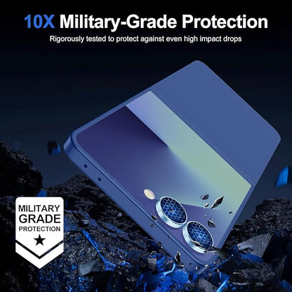 for Samsung Galaxy Z Flip 7 Camera Lens Protector, Individual Metal Ring Tempered Glass Lens Cover, [Strong Adsorption] Scratch Resistant Ultra-Thin HD Clear Lens Cover, 1 Set-Blue Ring