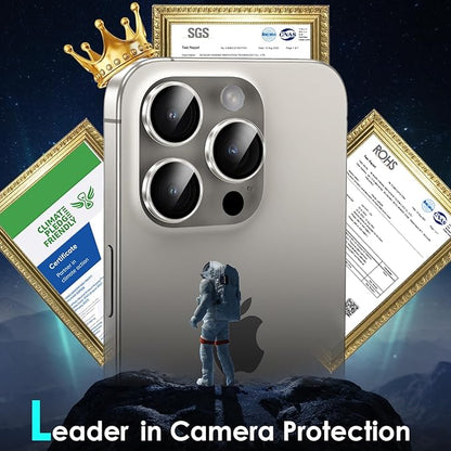 YWXTW Camera Lens Protector for iPhone 15 Pro/iPhone 15 Pro Max, [1 Step Installation Tray] HD Clear Individual Camera Cover Tempered Glass Screen Protector Accessories, Case Friendly(Clear)