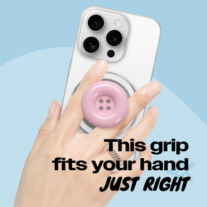 Solid Color Button Phone Grip – Minimalist Design, Durable and Lightweight, Grip and Stand for Smartphones (Baby Pink, Magnetic Type)
