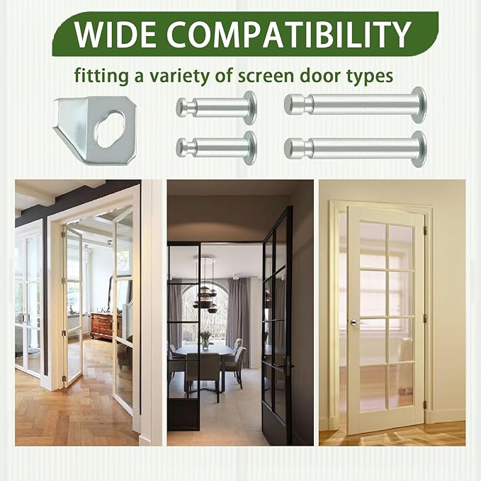 Screen Door Repair Kit, 5 Pcs Screen Door Closer Replacement Parts Compatible with Larson/Andersen/Emco Storm Door