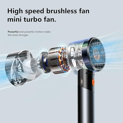 Handheld Fan,Portable Turbo Fan,Powerful Personal Fan(7000rpm High-Speed Motor,Battery Work 3-16 H),USB Rechargeable Mini Handheld Fan for Travel/Outdoor/Gift/Makeup (Black)