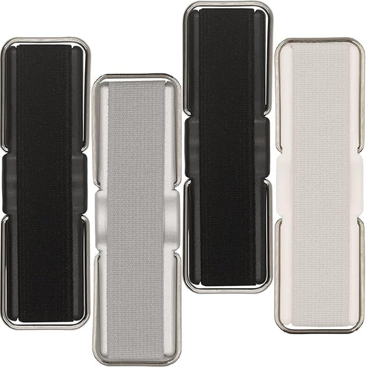 Meroqeel 4Pcs Adhesive Phone Strap Grip Finger Holder for Hand, Sticky Elastic Cellphone Loops for Back of iPhone Case Accessories, Thin Smartphone Grips - Black Silver Black White