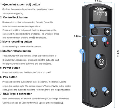 for Fujifilm Rechargeable Camera Remote Control Wireless Shutter Release Compatiable with Fuji X-T30 II, X-S10, X100VI, X-H2S, X-H2, X-T5, X-T4, X-T3, X-S20, X-T50, X-T30, X-M5, X-E5, X Half(Black)