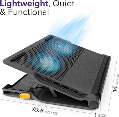 Targus Laptop Cooling Pad for Laptops up to 17-inches, Dual High-Speed Fans Chill Mat + 4-Port USB Hub Laptop Fan Cooling Pad for Work, USB Stand Cooling Pad for Gaming Laptop Cooling Fan (AWE81US)