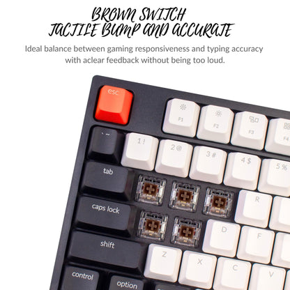 Keychron C1 Wired Mechanical Keyboard TKL, RGB Backlit with Double-Shot ABS Keycaps, 87 Keys Hot-Swappable Pre-lubed Tactile Switch Compatible with Mac Windows