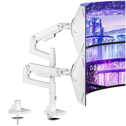 Dual Monitor Arm Desk Mount for 17-49 Inch Monitors Holds 44 lbs, White