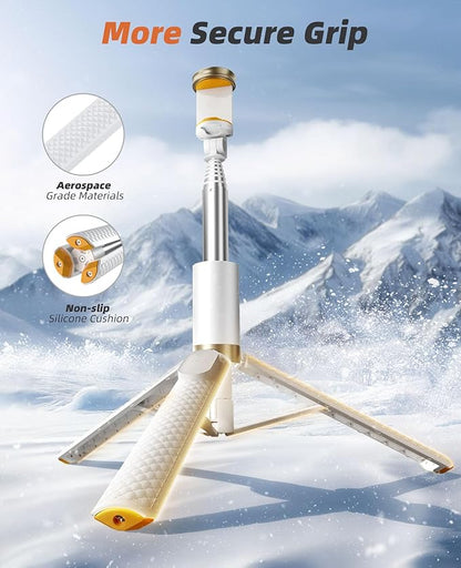 Phone Tripod & Selfie Stick with Remote, Portable Travel Phone Stand for Video Recording Vlog, Extendable Cell Phone Holder Compatible with iPhone Android, White, 62"