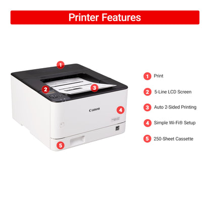 Canon imageCLASS LBP172dw – Monochrome Duplex, Wireless Laser Printer, Single Function, Home Office, Mobile Ready, 1 Year Limited Warranty, 35 PPM, White