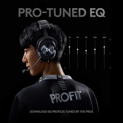 Logitech G Pro X Wired Gaming Headset: Blue VO!CE Detachable Boom Mic, DTS 7.1, 50 mm Drivers, USB/3.5mm Aux, Spare Memory Foam Ear Pads, USB DAC & Bag Included - Black