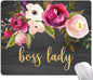 Mouse Pad, Cute Boss Lady Quote Mouse Pad for Women, Square Motiavation Mousepad for Office Laptop, Non-Slip Rubber Computer Mouse Pads for Wireless Mouse, Personalized Mouse Pads for Desk