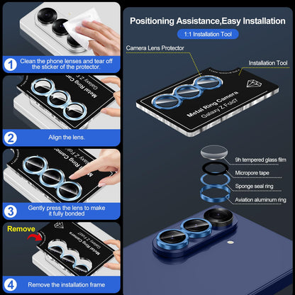 Avocase for Samsung Galaxy Z Fold 7 Camera Lens Protector, Individual Metal Ring Tempered Glass Lens Cover, [Strong Adsorption] Scratch Resistant Ultra-Thin HD Clear Lens Cover, 1 Set-Blue Shadow