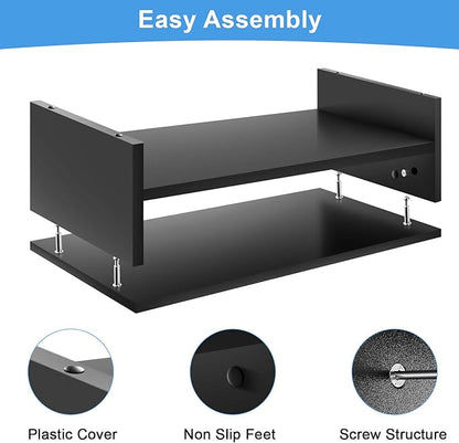 Marbrasse Monitor Stand Riser, 2 Pack 16.5 Inch 2 Tier Computer Monitor Stand, Printer Shelf Stand for Laptop Computer Screen Storagek,Desktop Stand with Phone Holder and Cable Management