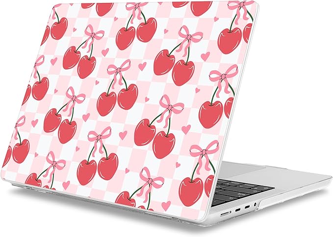 Mektron Case for 2025 MacBook Pro 16" M4 A3403 A3186 M3 A2991 M2 A2780 M1 A2485 (2021/2023/2024) Pro/Max with Touch ID, Hard Shell Plastic Laptop Cover Keyboard Cover, Cherries Bows C353