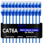 Rapink Patch Cables Cat6a 1ft (24 Pack) Slim, Cat6a Ethernet Patch Cable 10G Support, Snagless Cat 6 Patch Cable for Patch Panel to Switch, Flexiable Cat 6a Ethernet Cable with Gold Plated